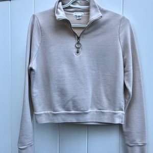 Juniors cropped quarter zip sweatshirt